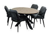 5-delige tuinset | 4 Isabel tuinstoelen | 180cm ovale Cyprus tuintafel
