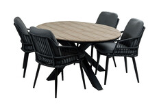 5-delige tuinset | 4 Isabel tuinstoelen | 180cm ovale Cyprus tuintafel