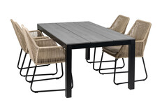 5-delige tuinset | 4 Mona tuinstoelen | 180cm Cyprus tuintafel