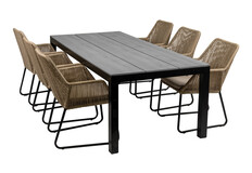 7-delige tuinset | 6 Mona tuinstoelen | 225cm Cyprus tuintafel