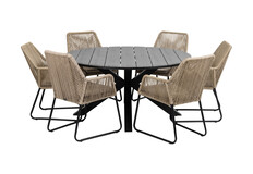 7-delige ronde tuinset | 6 Mona tuinstoelen | ⌀150cm Cyprus tuintafel