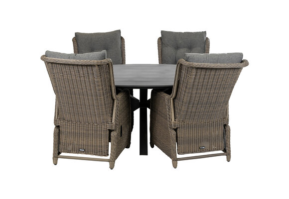 5-delige tuinset | 4 Dublin verstelbare stoelen (SW) | 180cm ovale Cyprus tuintafel (Grey)