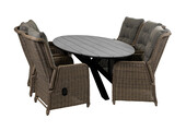 7-delige tuinset | 6 Dublin verstelbare stoelen | 220cm ovale Cyprus tuintafel