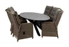 7-delige tuinset | 6 Dublin verstelbare stoelen | 220cm ovale Cyprus tuintafel