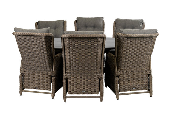 7-delige tuinset | 6 Dublin verstelbare stoelen (SW) | 220cm ovale Cyprus tuintafel (Grey)