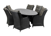 7-delige tuinset | 6 Dublin tuinstoelen | 220cm ovale Cyprus tuintafel