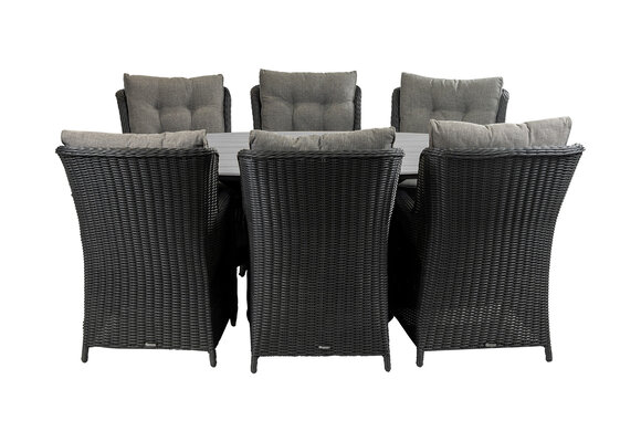 7-delige tuinset | 6 Dublin tuinstoelen (BL) | 220cm ovale Cyprus tuintafel (Grey)