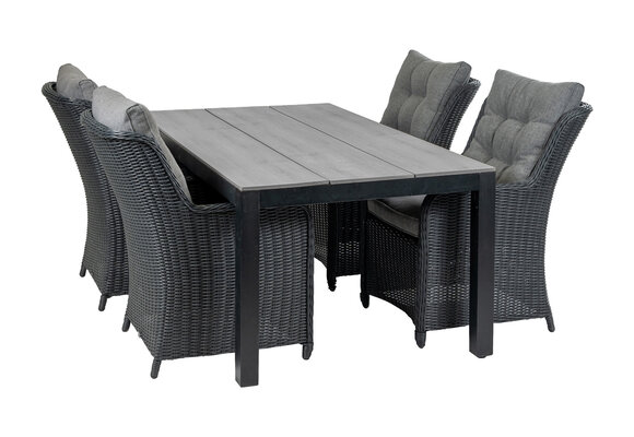 5-delige tuinset | 4 Dublin tuinstoelen (BL) | 180 Cyprus tuintafel (Grey)