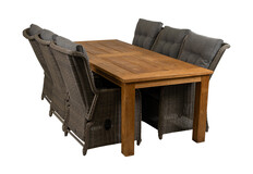 7-delige tuinset | 6 Dublin verstelbare stoelen | 240cm Ayra tuintafel