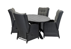 5-delige tuinset | 4 Dublin verstelbare stoelen | 180cm ovale Cyprus tuintafel