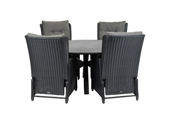 5-delige tuinset | 4 Dublin verstelbare stoelen (BL) | 180cm ovale Cyprus tuintafel (Grey)