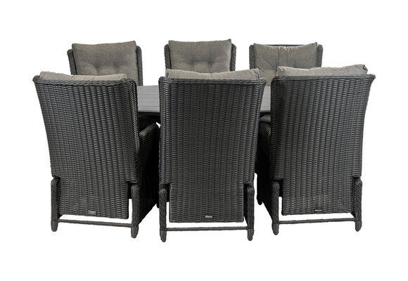 7-delige tuinset | 6 Dublin verstelbare stoelen (BL) | 220cm ovale Cyprus tuintafel (Grey)