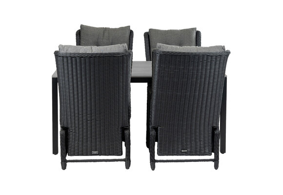 5-delige tuinset | 4 Dublin verstelbare stoelen (BL) | 160 of 180cm Cyprus tuintafel (Grey)