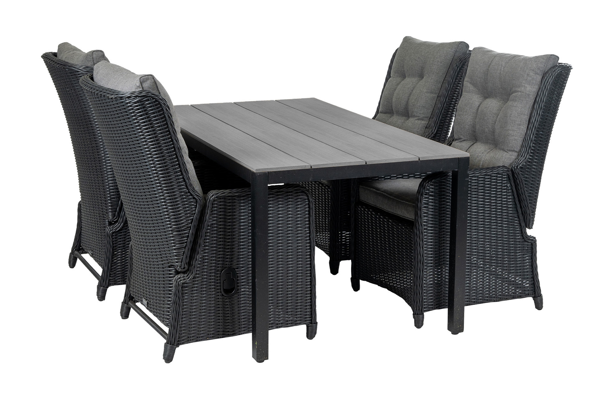 4 Seizoenen Tuinmeubelen 5-delige tuinset | 4 Dublin verstelbare stoelen (BL) | 160 of 180cm Cyprus tuintafel (Grey)