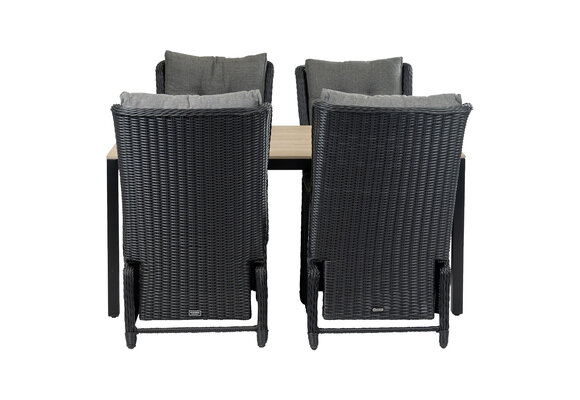 5-delige tuinset | 4 Dublin verstelbare stoelen (BL) | 160 of 180cm Cyprus tuintafel (Wood)