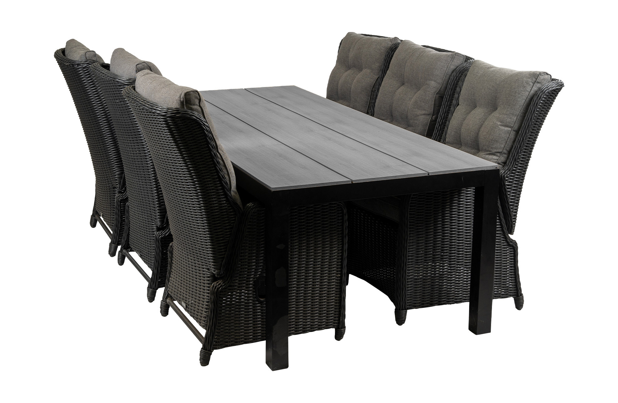 4 Seizoenen Tuinmeubelen 7-delige tuinset | 6 Dublin verstelbare stoelen (BL) | 225cm Cyprus tuintafel (Grey)