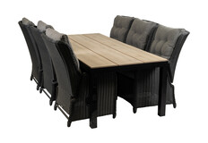 7-delige tuinset | 6 Dublin verstelbare stoelen | 225cm Cyprus tuintafel