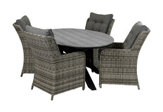 5-delige tuinset | 4 Dublin tuinstoelen | 180cm ovale Cyprus tuintafel