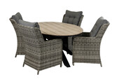 5-delige tuinset | 4 Dublin tuinstoelen | 180cm ovale Cyprus tuintafel