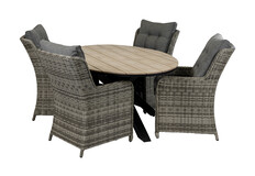 5-delige tuinset | 4 Dublin tuinstoelen | 180cm ovale Cyprus tuintafel