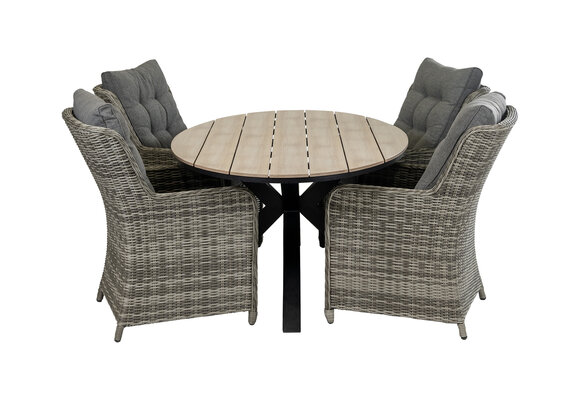 5-delige tuinset | 4 Dublin tuinstoelen (AG) | 180cm ovale Cyprus tuintafel (Wood)