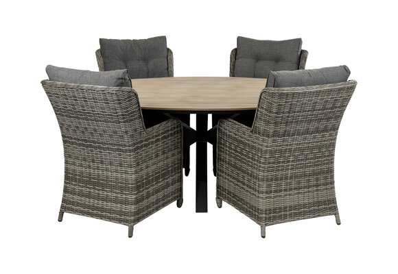 5-delige tuinset | 4 Dublin tuinstoelen (AG) | 180cm ovale Cyprus tuintafel (Wood)