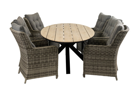 7-delige tuinset | 6 Dublin tuinstoelen (AG) | 220cm ovale Cyprus tuintafel (Wood)
