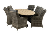 7-delige tuinset | 6 Dublin tuinstoelen | 220cm ovale Cyprus tuintafel