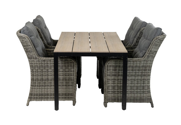 5-delige tuinset | 4 Dublin tuinstoelen (AG) | 160 of 180cm Cyprus tuintafel (Wood)