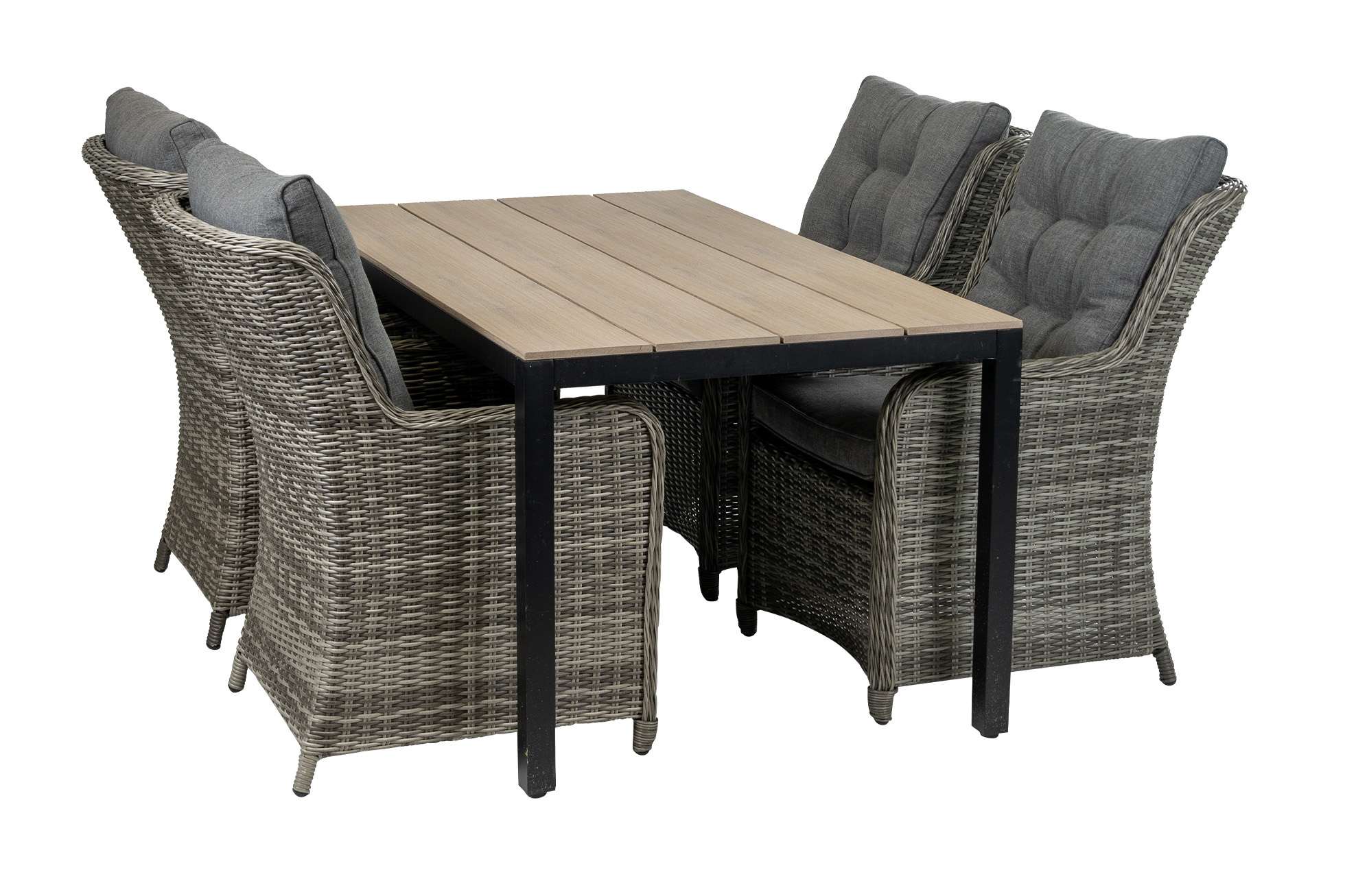 4 Seizoenen Tuinmeubelen 5-delige tuinset | 4 Dublin tuinstoelen (AG) | 160 of 180cm Cyprus tuintafel (Wood)