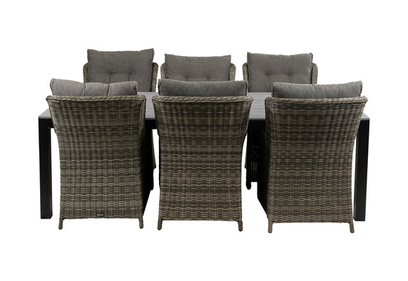 7-delige tuinset | 6 Dublin tuinstoelen (AG) | 225cm Cyprus tuintafel (Grey)