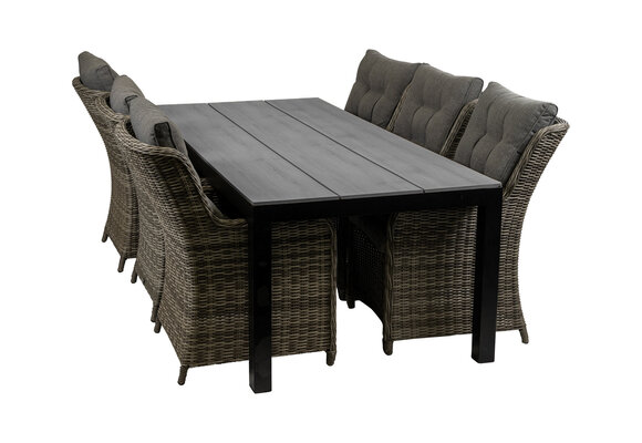 7-delige tuinset | 6 Dublin tuinstoelen (AG) | 225cm Cyprus tuintafel (Grey)