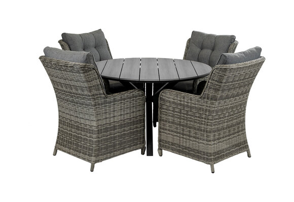 5-delige ronde tuinset | 4 Dublin tuinstoelen (AG) | ⌀120cm Cyprus tuintafel (Grey)