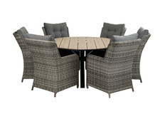 7-delige ronde tuinset | 6 Dublin tuinstoelen | ⌀150cm Cyprus tuintafel