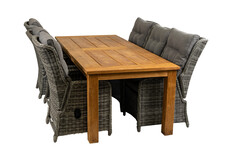 7-delige tuinset | 6 Dublin verstelbare stoelen | 240cm Ayra tuintafel