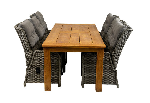 7-delige tuinset | 6 Dublin verstelbare stoelen (AG) | 240cm Ayra tuintafel (Teak)