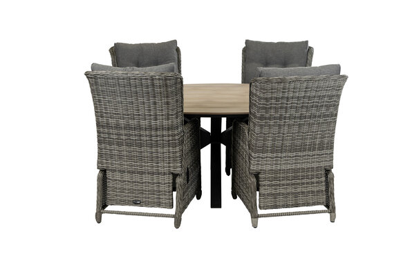 5-delige tuinset | 4 Dublin verstelbare stoelen (AG) | 180cm ovale Cyprus tuintafel (Wood)