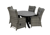 5-delige tuinset | 4 Dublin verstelbare stoelen | 180cm ovale Cyprus tuintafel