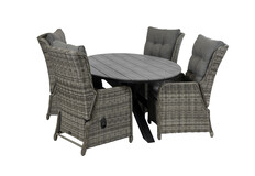 5-delige tuinset | 4 Dublin verstelbare stoelen | 180cm ovale Cyprus tuintafel