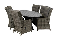 7-delige tuinset | 6 Dublin verstelbare stoelen | 220cm ovale Cyprus tuintafel