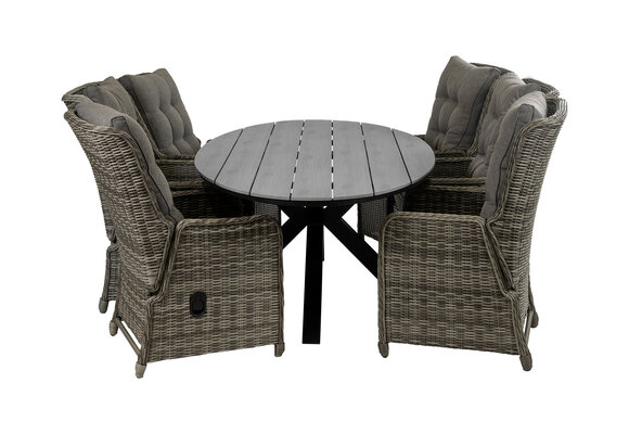 7-delige tuinset | 6 Dublin verstelbare stoelen (AG) | 220cm ovale Cyprus tuintafel (Grey)