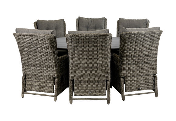 7-delige tuinset | 6 Dublin verstelbare stoelen (AG) | 220cm ovale Cyprus tuintafel (Grey)