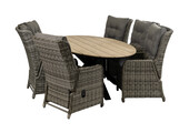 7-delige tuinset | 6 Dublin verstelbare stoelen | 220cm ovale Cyprus tuintafel