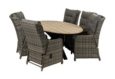 7-delige tuinset | 6 Dublin verstelbare stoelen | 220cm ovale Cyprus tuintafel