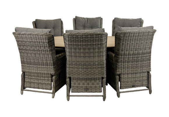 7-delige tuinset | 6 Dublin verstelbare stoelen (AG) | 220cm ovale Cyprus tuintafel (Wood)