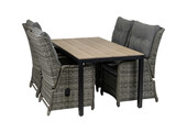 5-delige tuinset | 4 Dublin verstelbare stoelen (AG) | 160 of 180cm Cyprus tuintafel