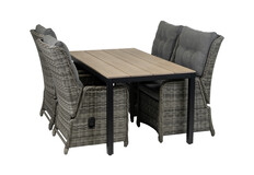 5-delige tuinset | 4 Dublin verstelbare stoelen (AG) | 160 of 180cm Cyprus tuintafel