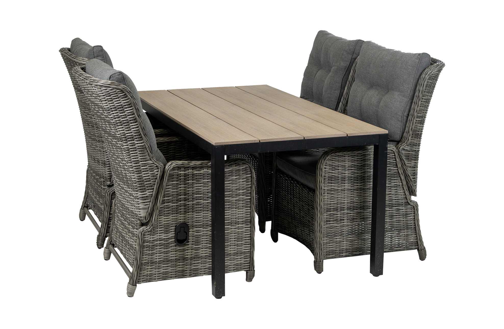 4 Seizoenen Tuinmeubelen 5-delige tuinset | 4 Dublin verstelbare stoelen (AG) | 160 of 180cm Cyprus tuintafel (Wood)