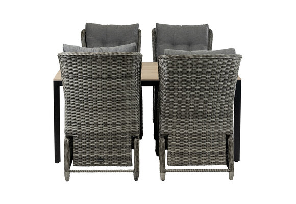 5-delige tuinset | 4 Dublin verstelbare stoelen (AG) | 160 of 180cm Cyprus tuintafel (Wood)