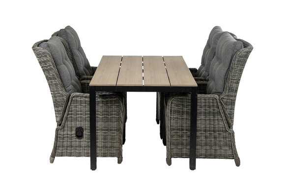 5-delige tuinset | 4 Dublin verstelbare stoelen (AG) | 160 of 180cm Cyprus tuintafel (Wood)